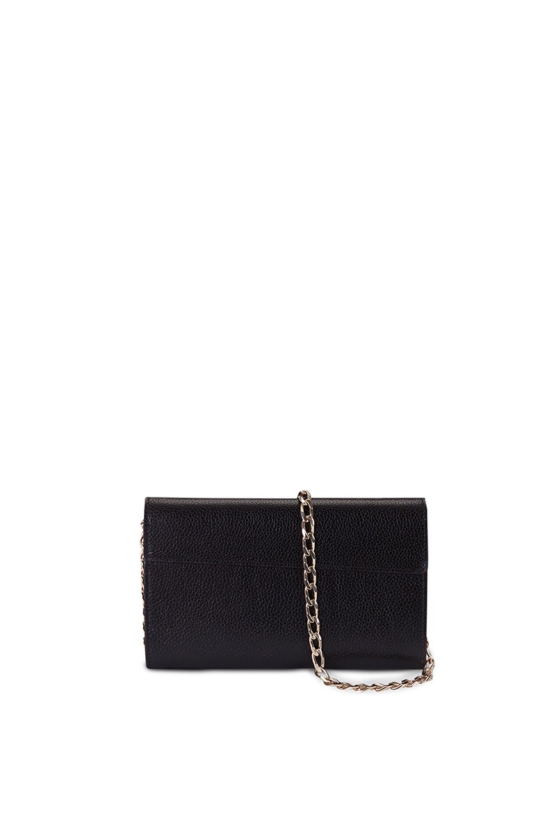 Bolso de piel negro marca HedenBrand, colección Drape Shoulder terracota