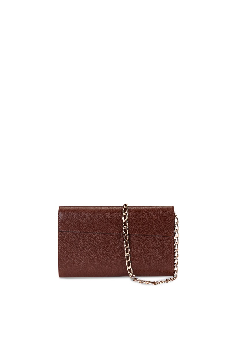 Drapé_Shoulder_RectangularMini_Brown_3 Bolso de piel marrón marca HedenBrand, colección Drape Shoulder terracota