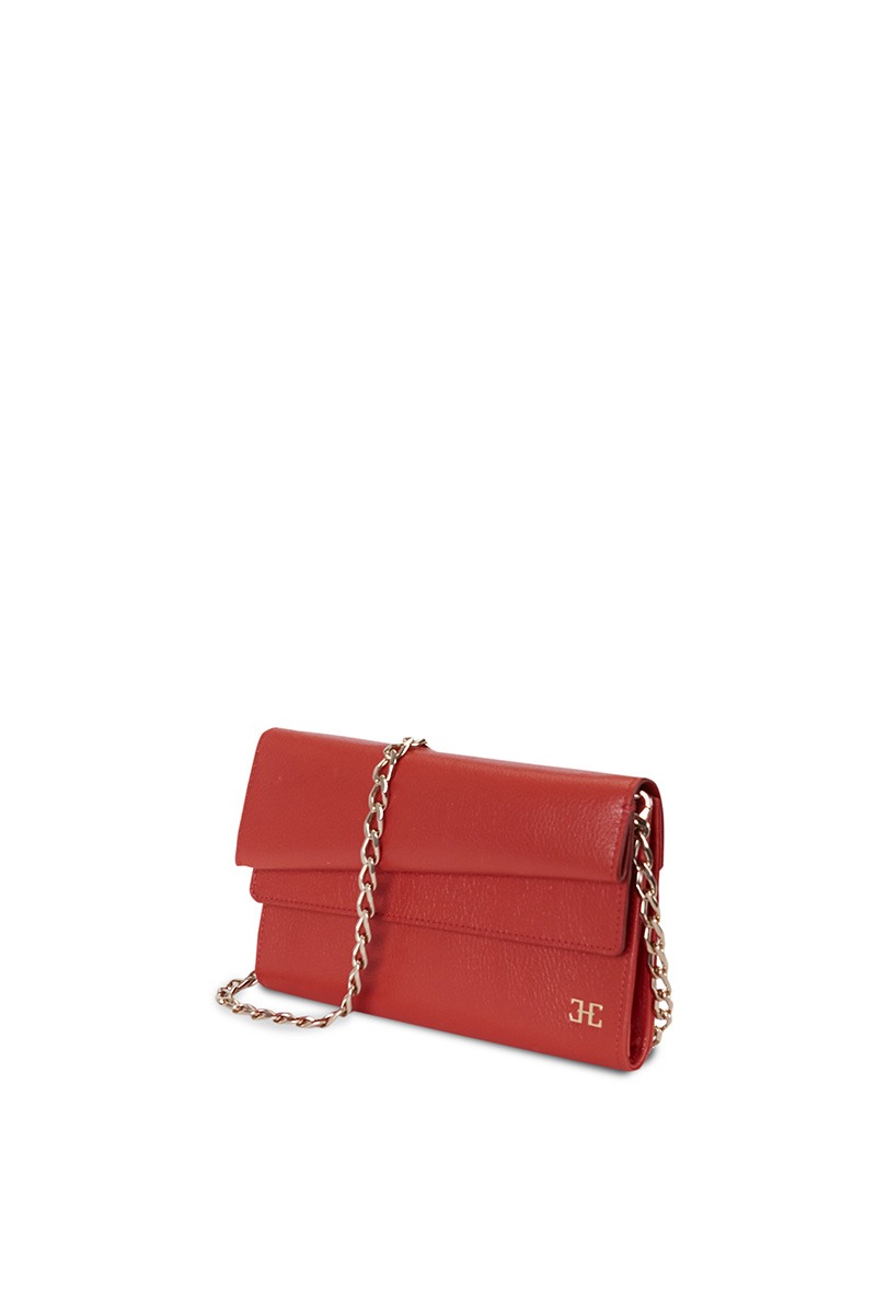 Drapé_Shoulder_RectangularMini_Terracota_2 Bolso de piel rojo marca HedenBrand, colección Drape Shoulder terracota