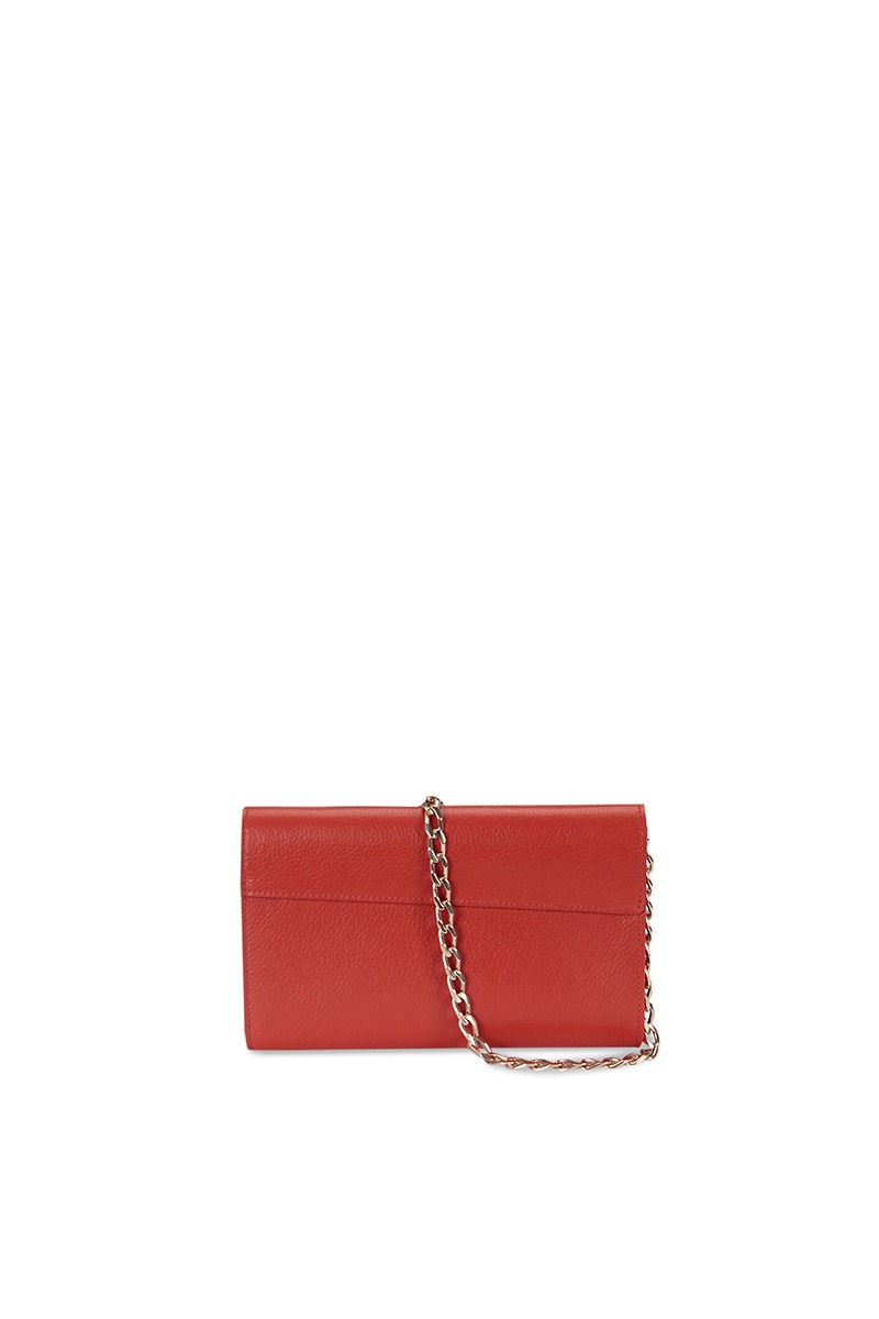 Drapé_Shoulder_RectangularMini_Terracota_3 Bolso de piel rojo marca HedenBrand, colección Drape Shoulder terracota