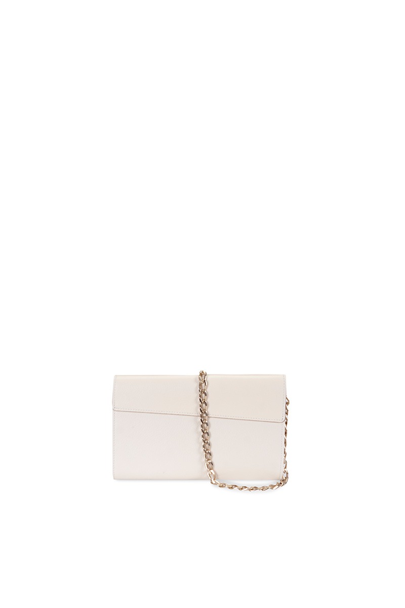Drapé_Shoulder_RectangularMini_White_3 Bolso de piel blanco marca HedenBrand, colección Drape Shoulder terracota