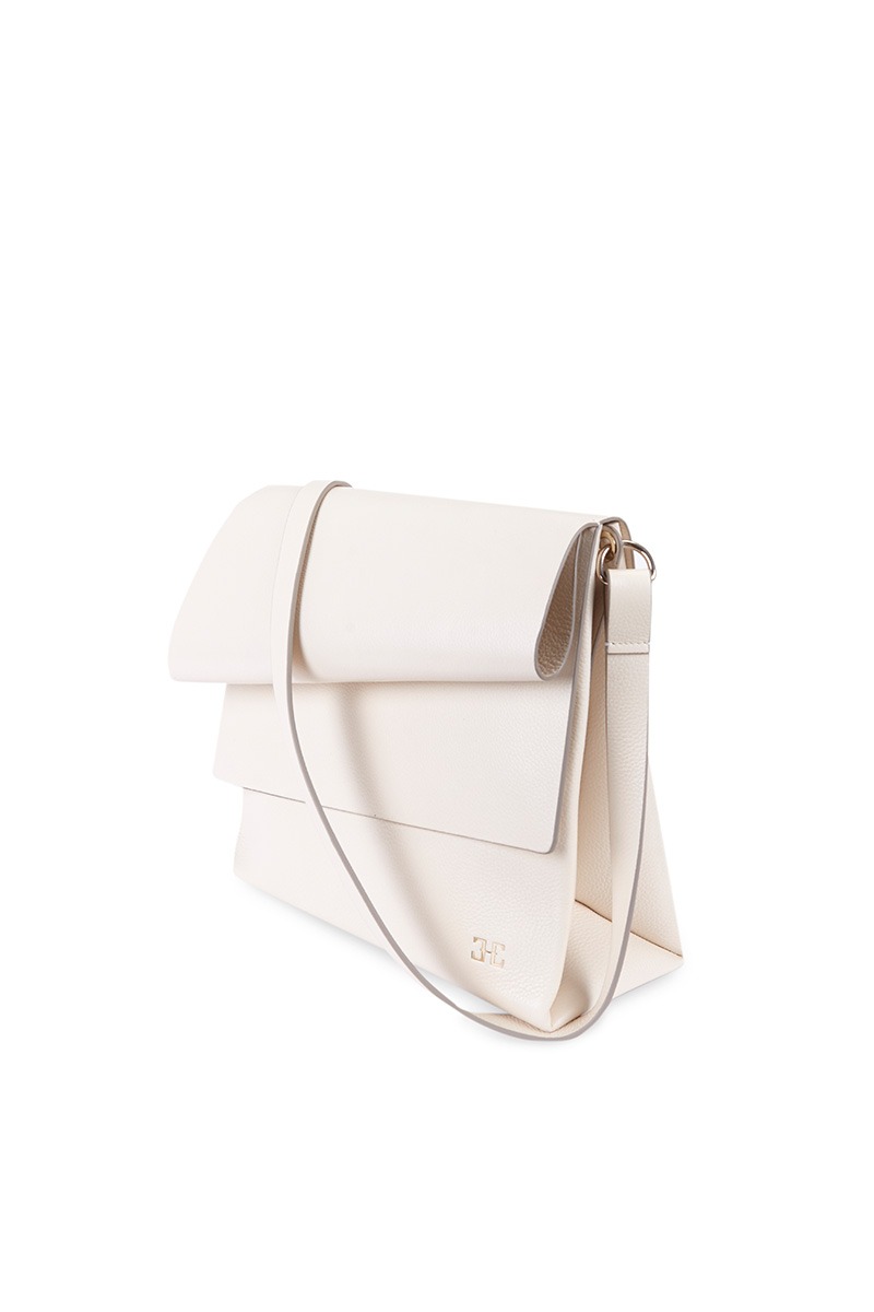Drapé_Shoulder_RectangularGM_SQUARE_White_2 Bolso de piel blanco marca HedenBrand, colección Drape Shoulder Square PM