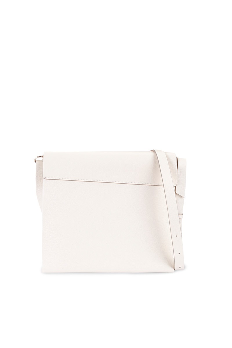 Drapé_Shoulder_RectangularGM_SQUARE_White_3 Bolso de piel blanco marca HedenBrand, colección Drape Shoulder Square PM