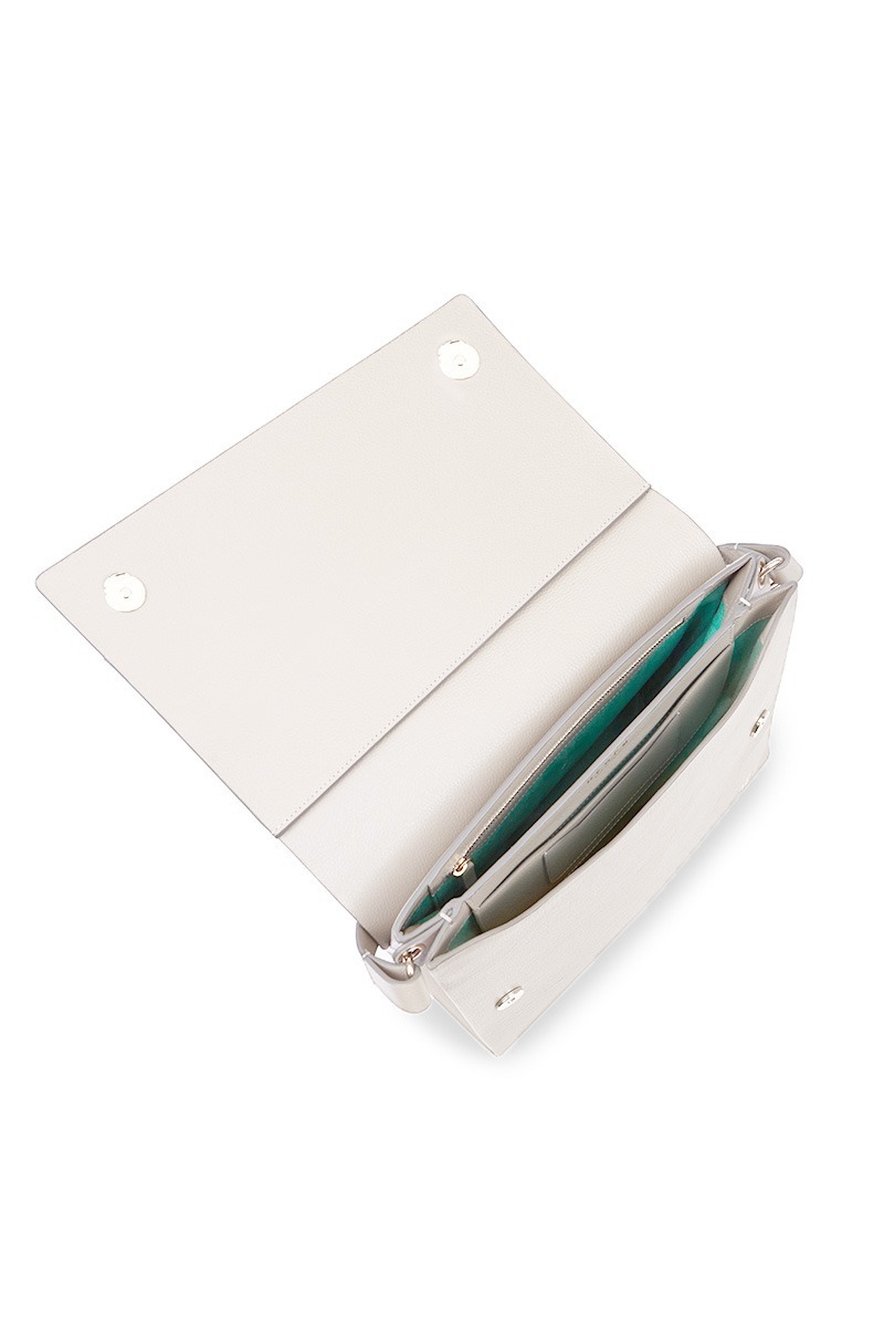 Drapé_Shoulder_RectangularGM_SQUARE_White_4 Bolso de piel blanco marca HedenBrand, colección Drape Shoulder Square PM