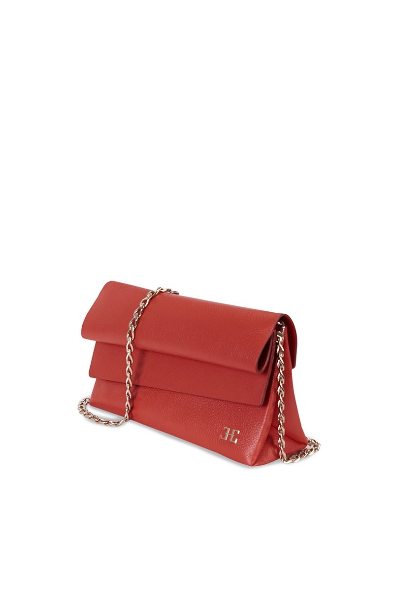 Drapé_Shoulder_RectangularPM_Terracota_2 Bolso de piel rojo marca HedenBrand, colección Drape Shoulder terracota