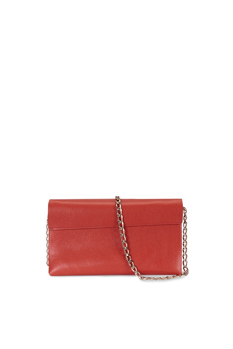 Drapé_Shoulder_RectangularPM_Terracota_3 Bolso de piel rojo marca HedenBrand, colección Drape Shoulder terracota