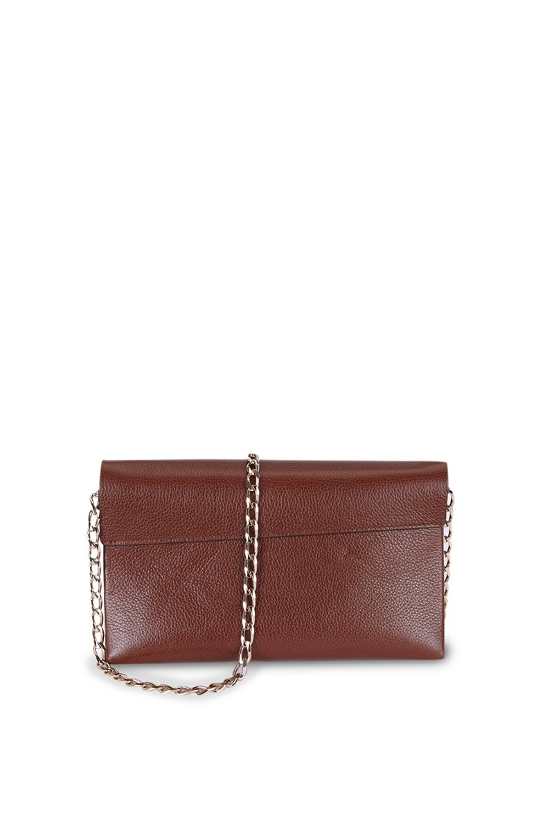 Drapé_Shoulder_RectangularPM_Brown_3 Bolso de piel marrón marca HedenBrand, colección Drape Shoulder terracota