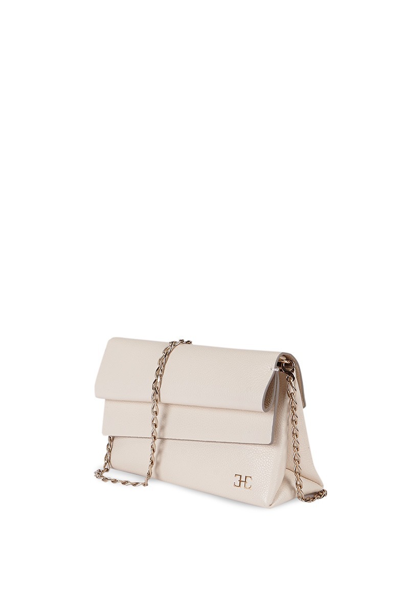 Drapé_Shoulder_RectangularPM_White_2 Bolso de piel Blanco marca HedenBrand, colección Drape Shoulder