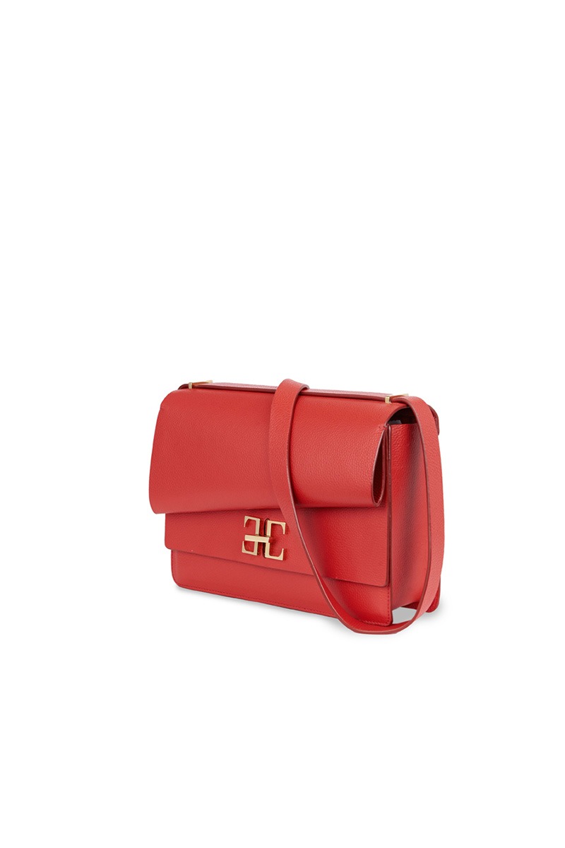 Drapé_Click_terracota_2 Bolso de piel rojo marca HedenBrand, colección Drape Click terracota