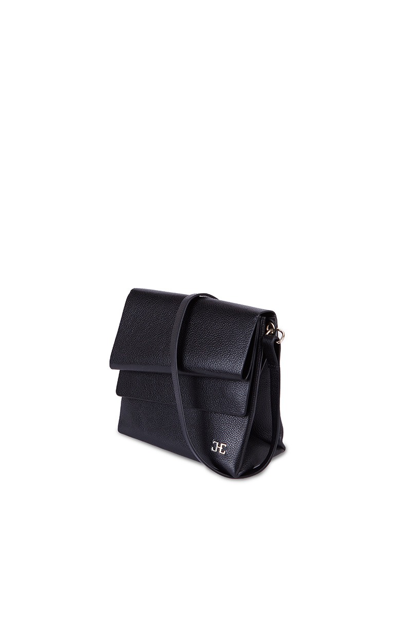 Bolso de piel negro marca HedenBrand, colección Drape Shoulder Square PM